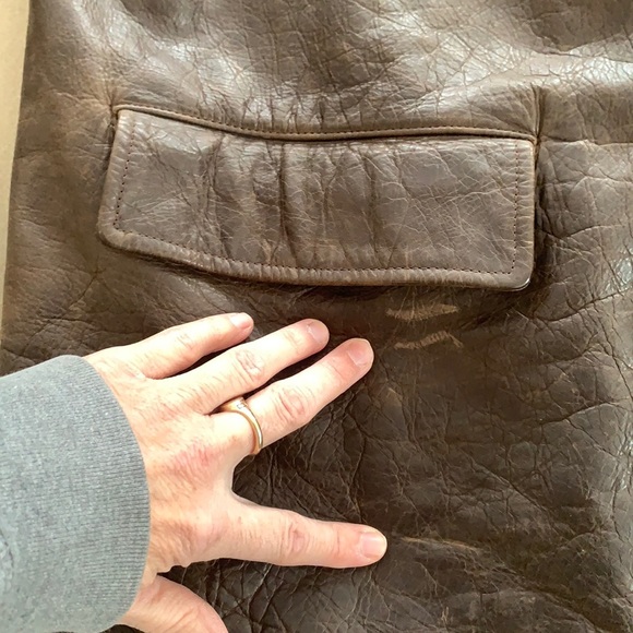 Vintage Lands End Men Leather Blazer Coat Jacket Brown Lined Wool Extra Large XL - Picture 14 of 16